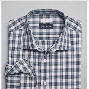 Jos. A. Bank Traditional Fit Spread Collar Plaid Sportshirt - Navy/Blue